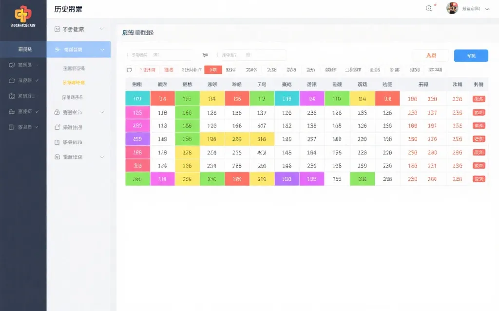 历史开奖表格布局示意